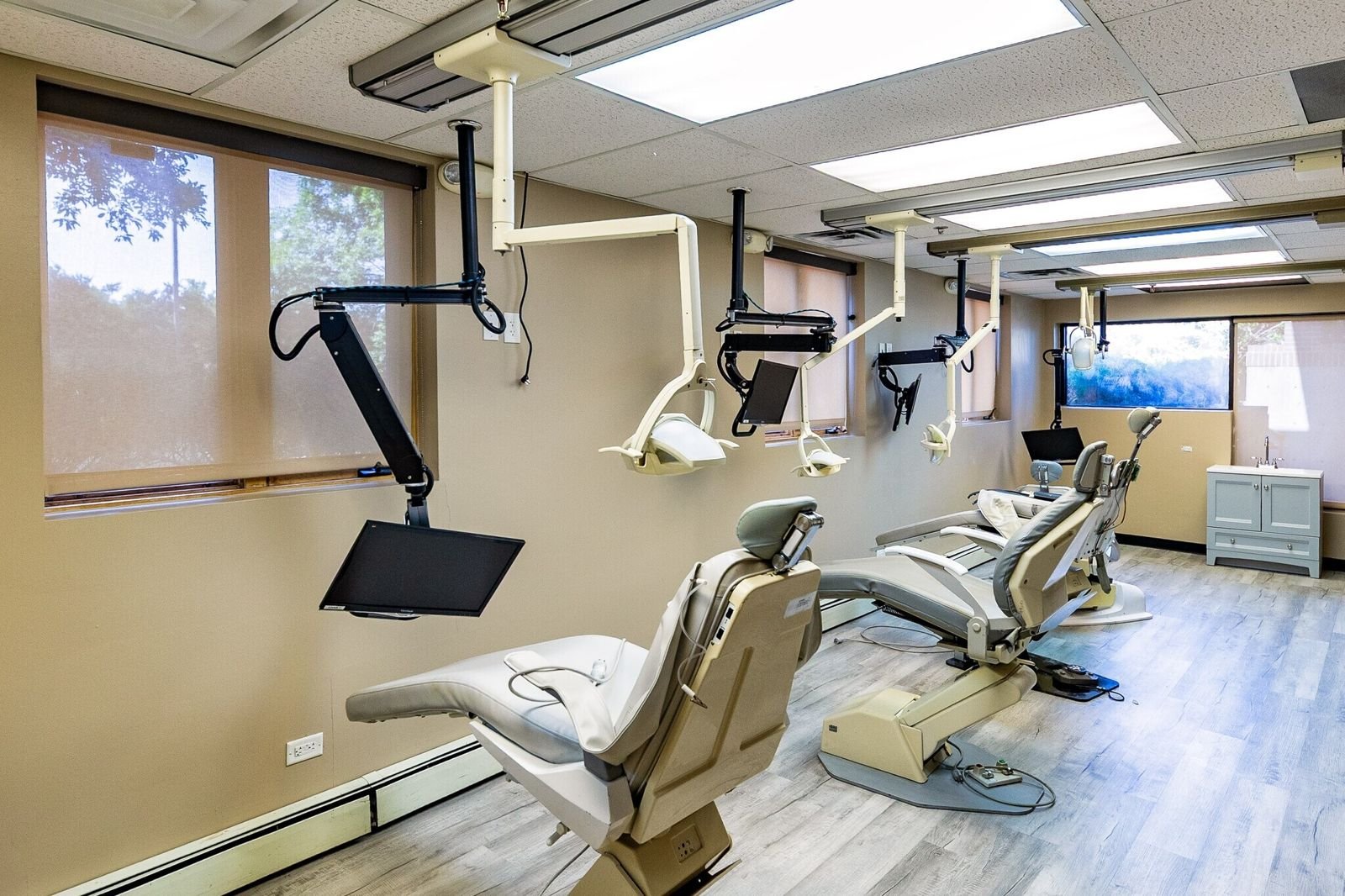 Row of dental operatories in the built-out medical space at 7515 W Yale Ave, Denver